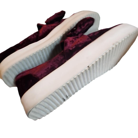 EUC Rebecca Minkoff Stacey Crushed Velvet Studded Bow Platform Slip On Shoes - Picture 9 of 10